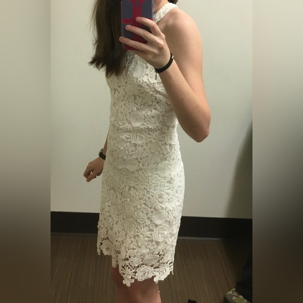 White lacy lined dress halterneck, size 1 - Picture 2 of 11